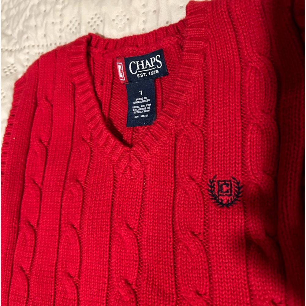 Chaps Red Sweater Vest Size 7 **EUC**